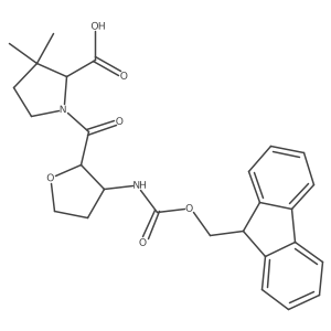 rac-1-[(2R,3S)-3-({[(9H-fluoren-9-yl)methoxy]carbonyl}amino)oxolane-2-carbonyl]-3,3-dimethylpyrrolidine-2-carboxylic acid Structure