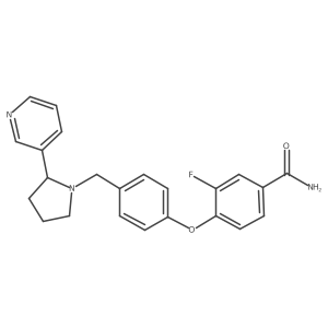 3-Fluoro-4-(4-(((2S)-2-(3-pyridinyl)-1-pyrrolidinyl)methyl)phenoxy)benzamide结构式