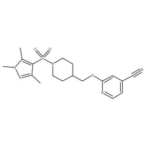2-[[1-(1,3,5-Trimethylpyrazol-4-yl)sulfonylpiperidin-4-yl]methoxy]pyridine-4-carbonitrile Structure