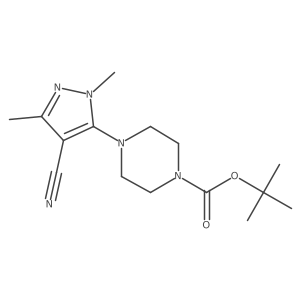 tert-butyl 4-(4-cyano-1,3-dimethyl-1H-pyrazol-5-yl)piperazine-1-carboxylate Structure
