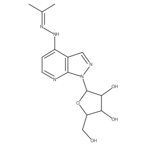4H-Pyrazolo[3,4-b]pyridin-4-one, 1,7-dihydro-1-I(2)-D-ribofuranosyl-, (1-methylethylidene)hydrazone结构式