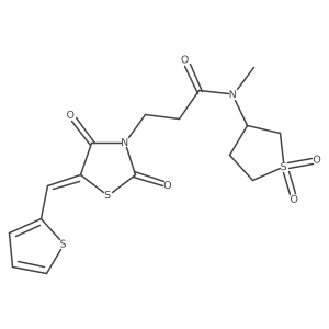 N-(1,1-dioxidotetrahydrothiophen-3-yl)-3-[(5Z)-2,4-dioxo-5-(thiophen-2-ylmethylidene)-1,3-thiazolidin-3-yl]-N-methylpropanamide结构式