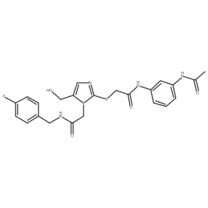 N-(3-acetamidophenyl)-2-{[1-({[(4-fluorophenyl)methyl]carbamoyl}methyl)-5-(hydroxymethyl)-1H-imidazol-2-yl]sulfanyl}acetamide Structure