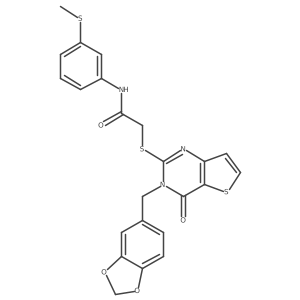 2-((3-(benzo[d][1,3]dioxol-5-ylmethyl)-4-oxo-3,4-dihydrothieno[3,2-d]pyrimidin-2-yl)thio)-N-(3-(methylthio)phenyl)acetamide Structure