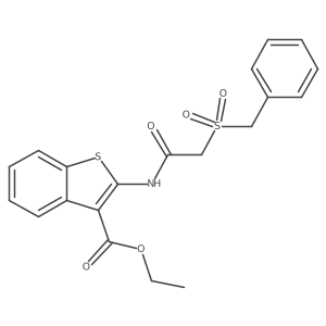 Ethyl 2-(2-(benzylsulfonyl)acetamido)benzo[b]thiophene-3-carboxylate结构式