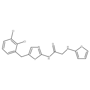 N-(5-(2,3-dichlorobenzyl)thiazol-2-yl)-2-(furan-2-ylamino)acetamide结构式