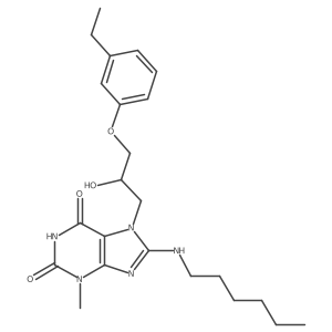 7-(3-(3-ethylphenoxy)-2-hydroxypropyl)-8-(hexylamino)-3-methyl-1H-purine-2,6(3H,7H)-dione结构式