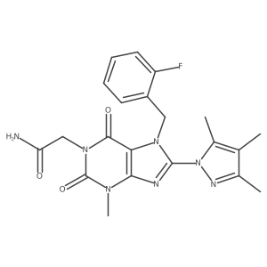 2-(7-(2-fluorobenzyl)-3-methyl-2,6-dioxo-8-(3,4,5-trimethyl-1H-pyrazol-1-yl)-2,3,6,7-tetrahydro-1H-purin-1-yl)acetamide Structure