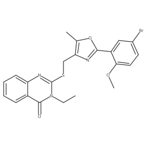 CCn1c(SCc2nc(-c3cc(Br)ccc3OC)oc2C)nc2ccccc2c1=O结构式
