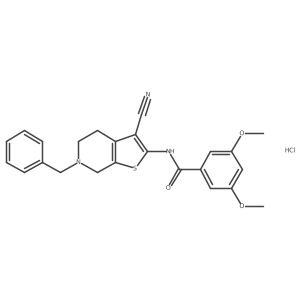 N-(6-benzyl-3-cyano-4,5,6,7-tetrahydrothieno[2,3-c]pyridin-2-yl)-3,5-dimethoxybenzamide hydrochloride结构式