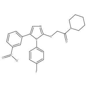 2-((1-(4-fluorophenyl)-5-(3-nitrophenyl)-1H-imidazol-2-yl)thio)-1-(piperidin-1-yl)ethanone结构式