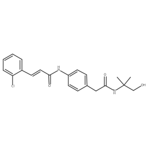 (E)-3-(2-chlorophenyl)-N-(4-(2-((1-hydroxy-2-methylpropan-2-yl)amino)-2-oxoethyl)phenyl)acrylamide Structure