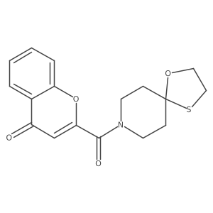 2-(1-oxa-4-thia-8-azaspiro[4.5]decane-8-carbonyl)-4H-chromen-4-one结构式