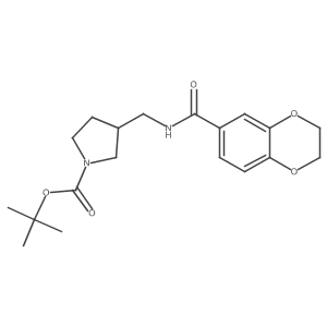 tert-Butyl 3-((2,3-dihydrobenzo[b][1,4]dioxine-6-carboxamido)methyl)pyrrolidine-1-carboxylate结构式