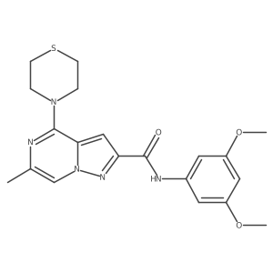 N-(3,5-dimethoxyphenyl)-6-methyl-4-(thiomorpholin-4-yl)pyrazolo[1,5-a]pyrazine-2-carboxamide结构式