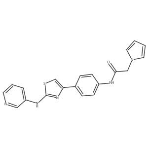 N-(4-(2-(pyridin-3-ylamino)thiazol-4-yl)phenyl)-2-(1H-pyrrol-1-yl)acetamide结构式