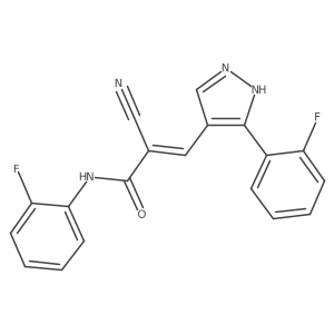 2-cyano-N-(2-fluorophenyl)-3-[3-(2-fluorophenyl)-1H-pyrazol-4-yl]prop-2-enamide Structure