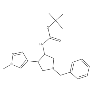 tert-butyl N-[1-benzyl-4-(1-methyl-1H-pyrazol-4-yl)pyrrolidin-3-yl]carbamate Structure