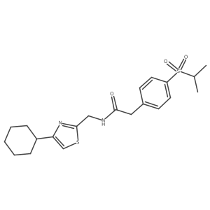 N-((4-cyclohexylthiazol-2-yl)methyl)-2-(4-(isopropylsulfonyl)phenyl)acetamide结构式