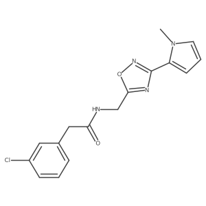 2-(3-chlorophenyl)-N-((3-(1-methyl-1H-pyrrol-2-yl)-1,2,4-oxadiazol-5-yl)methyl)acetamide结构式