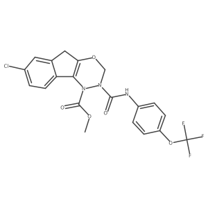 Methyl 7-chloro-2-[[4-(trifluoromethoxy)phenyl]carbamoyl]-3,5-dihydroindeno[1,2-e][1,3,4]oxadiazine-1-carboxylate结构式