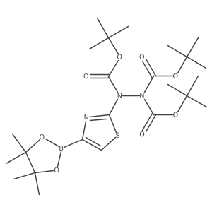 tri-tert-Butyl 2-(4-(4,4,5,5-tetramethyl-1,3,2-dioxaborolan-2-yl)thiazol-2-yl)hydrazine-1,1,2-tricarboxylate结构式