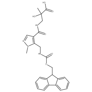 3-({5-[({[(9H-fluoren-9-yl)methoxy]carbonyl}amino)methyl]-1-methyl-1H-pyrazol-4-yl}formamido)-2-hydroxy-2-methylpropanoic acid Structure