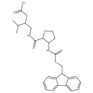 rac-3-({[(2R,3S)-3-({[(9H-fluoren-9-yl)methoxy]carbonyl}amino)oxolan-2-yl]formamido}methyl)-4-methylpentanoic acid结构式