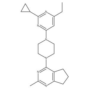 2-cyclopropyl-4-ethyl-6-(4-{2-methyl-5H,6H,7H-cyclopenta[d]pyrimidin-4-yl}piperazin-1-yl)pyrimidine结构式