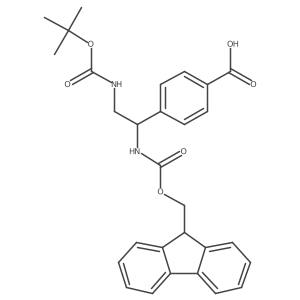 4-(2-{[(tert-butoxy)carbonyl]amino}-1-({[(9H-fluoren-9-yl)methoxy]carbonyl}amino)ethyl)benzoic acid结构式