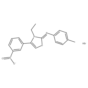 (Z)-N-(3-ethyl-4-(3-nitrophenyl)thiazol-2(3H)-ylidene)-4-methylaniline hydrobromide结构式