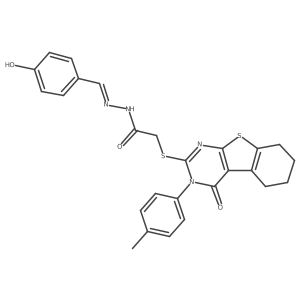 N'-[(Z)-(4-hydroxyphenyl)methylidene]-2-{[3-(4-methylphenyl)-4-oxo-3,4,5,6,7,8-hexahydro[1]benzothieno[2,3-d]pyrimidin-2-yl]sulfanyl}acetohydrazide Structure