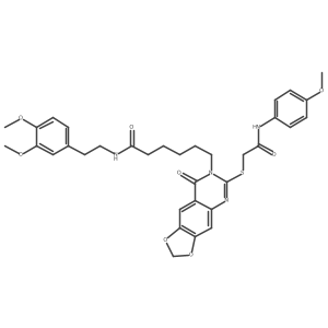 N-(3,4-dimethoxyphenethyl)-6-(6-((2-((4-methoxyphenyl)amino)-2-oxoethyl)thio)-8-oxo-[1,3]dioxolo[4,5-g]quinazolin-7(8H)-yl)hexanamide结构式
