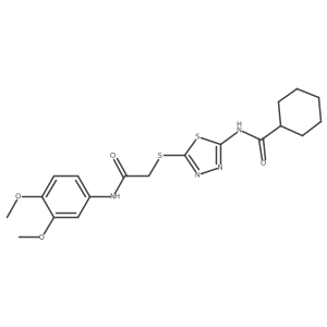 N-(5-((2-((3,4-dimethoxyphenyl)amino)-2-oxoethyl)thio)-1,3,4-thiadiazol-2-yl)cyclohexanecarboxamide结构式