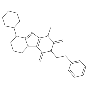 9-cyclohexyl-1-methyl-3-phenethyl-6,7,8,9-tetrahydropyrimido[2,1-f]purine-2,4(1H,3H)-dione Structure