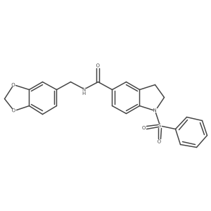 1-(Benzenesulfonyl)-N-[(2H-1,3-benzodioxol-5-YL)methyl]-2,3-dihydro-1H-indole-5-carboxamide结构式