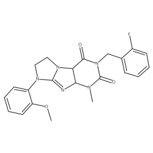 2-[(2-Fluorophenyl)methyl]-6-(2-methoxyphenyl)-4-methyl-4a,7,8,9a-tetrahydropurino[7,8-a]imidazole-1,3-dione结构式