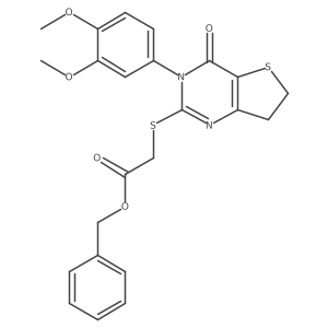 Benzyl 2-((3-(3,4-dimethoxyphenyl)-4-oxo-3,4,6,7-tetrahydrothieno[3,2-d]pyrimidin-2-yl)thio)acetate结构式