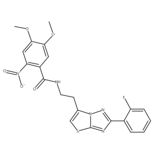 N-(2-(2-(2-fluorophenyl)thiazolo[3,2-b][1,2,4]triazol-6-yl)ethyl)-4,5-dimethoxy-2-nitrobenzamide Structure