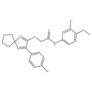 2-{[3-(4-Bromophenyl)-1,4-diazaspiro[4.4]nona-1,3-dien-2-YL]sulfanyl}-N-(3-chloro-4-methoxyphenyl)acetamide结构式