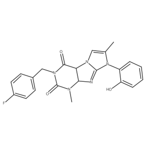 2-[(4-Fluorophenyl)methyl]-6-(2-hydroxyphenyl)-4,7-dimethyl-4a,9a-dihydropurino[7,8-a]imidazole-1,3-dione Structure
