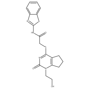 N-(benzo[d]thiazol-2-yl)-2-((1-(2-hydroxyethyl)-2-oxo-2,5,6,7-tetrahydro-1H-cyclopenta[d]pyrimidin-4-yl)thio)acetamide结构式