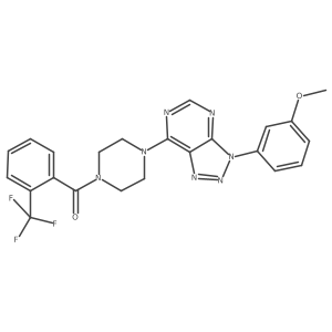 (4-(3-(3-methoxyphenyl)-3H-[1,2,3]triazolo[4,5-d]pyrimidin-7-yl)piperazin-1-yl)(2-(trifluoromethyl)phenyl)methanone结构式