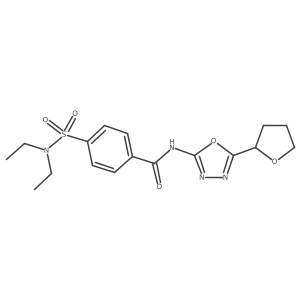 4-(N,N-diethylsulfamoyl)-N-(5-(tetrahydrofuran-2-yl)-1,3,4-oxadiazol-2-yl)benzamide结构式