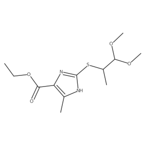 2-(2,2-Dimethoxy-1-methyl-ethylsulfanyl)-5-methyl-1H-imidazole-4-carboxylic acid ethyl ester结构式