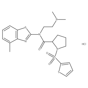 N-(2-(dimethylamino)ethyl)-N-(4-methylbenzo[d]thiazol-2-yl)-1-(thiophen-2-ylsulfonyl)pyrrolidine-2-carboxamide hydrochloride结构式