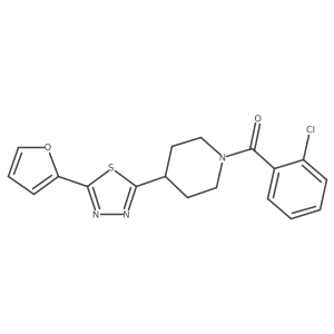 O=C(c1ccccc1Cl)N1CCC(c2nnc(-c3ccco3)s2)CC1结构式