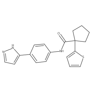 N-(4-(1H-pyrazol-3-yl)phenyl)-1-(thiophen-2-yl)cyclopentanecarboxamide Structure