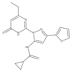 N-(1-(4-ethyl-6-oxo-1,6-dihydropyrimidin-2-yl)-3-(furan-2-yl)-1H-pyrazol-5-yl)cyclopropanecarboxamide Structure