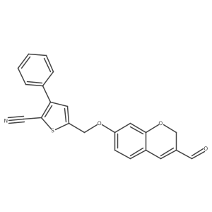5-(((3-Formyl-2H-chromen-7-yl)oxy)methyl)-3-phenylthiophene-2-carbonitrile结构式